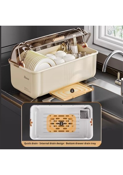 Kapaklı Büyük Yemek Çubukları Saklama Kutusu - Bulaşıklar ve Mutfaklar Için Mutfak Tezgah Düzenleyici, Drenaj Dolap Özelliği (Yurt Dışından) fırsatları