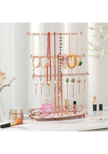Siyah T Şeklinde Takılar Çıkarılabilir 3 Katmanlı Bilezik Depolama Raf Küpe Kolyeler Yüzük Mücevher Standı (Yurt Dışından) modelleri
