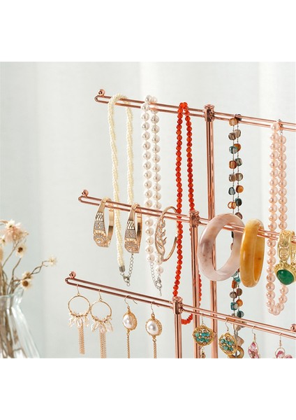 Siyah T Şeklinde Takılar Çıkarılabilir 3 Katmanlı Bilezik Depolama Raf Küpe Kolyeler Yüzük Mücevher Standı (Yurt Dışından) indirimleri