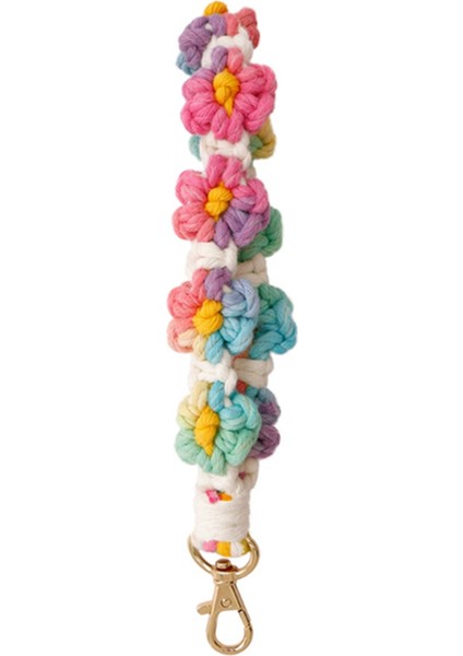 Macrame Keychain El Yapımı Bilek Anahtarlık Bilek Koruyucu Anahtarlar Için Sevimli Çiçek Anahtar Zinciri Erkekler ve Kadınlar Için Anahtar Zinciri (Yurt Dışından)
