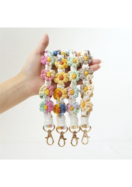 Macrame Keychain El Yapımı Bilek Anahtarlık Bilek Koruyucu Anahtarlar Için Sevimli Çiçek Anahtar Zinciri Erkekler ve Kadınlar Için Anahtar Zinciri (Yurt Dışından) fiyatları