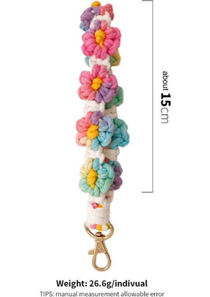 Macrame Keychain El Yapımı Bilek Anahtarlık Bilek Koruyucu Anahtarlar Için Sevimli Çiçek Anahtar Zinciri Erkekler ve Kadınlar Için Anahtar Zinciri (Yurt Dışından) modelleri