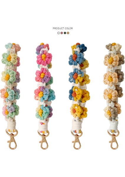Macrame Keychain El Yapımı Bilek Anahtarlık Bilek Koruyucu Anahtarlar Için Sevimli Çiçek Anahtar Zinciri Erkekler ve Kadınlar Için Anahtar Zinciri (Yurt Dışından) fırsatları