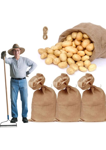 4pcs Ağır Hizmet Tipi Büyük Çuval Bezi Çantaları, 40X24 Inç Kalınlaşmış Jüt Patates Depolama Çuvalları 32.8ft Halat, Yeniden Kullanılabilir Patates Çantaları (Yurt Dışından) indirimleri