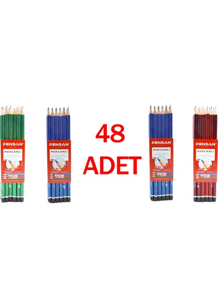 Kurşun Kalem Mercanlı 48 Adet