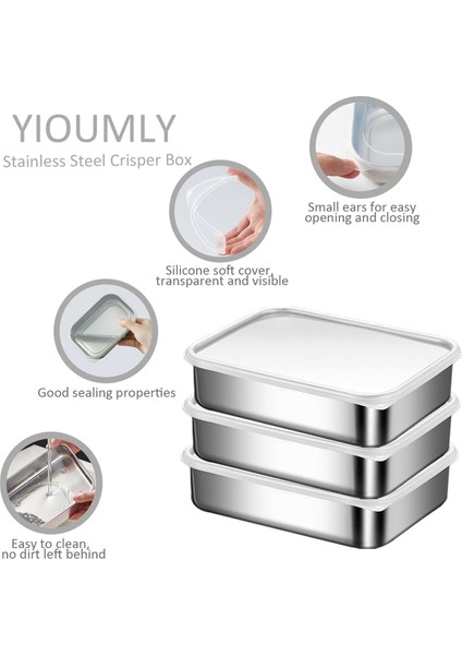 Gıda Depolama Için Paslanmaz Çelik Kaplar, Gıda Depolama Bento Kutu Kabı, Sızıntı Geçirmez Silikon Kapak Bulaşık Makinesi Güvenli (Yurt Dışından) modelleri