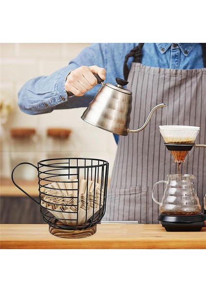 Kapaklı Kahve Filtresi Tutucu, Kahve Filtreleri Depolama, Ahşap Kahve Filtresi Konteyner Sepeti, Yuvarlak Kapasite (Yurt Dışından) fırsatları