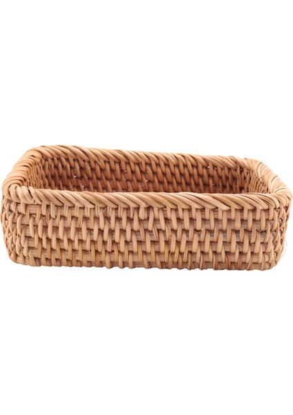El Dokuması Dikdörtgen Rattan Hasır Sepet Meyve Çayı Atıştırmalık Piknik Kozmetik Saklama Kutusu Mutfak Ev Araçları-S (Yurt Dışından)