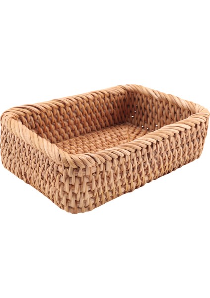 El Dokuması Dikdörtgen Rattan Hasır Sepet Meyve Çayı Atıştırmalık Piknik Kozmetik Saklama Kutusu Mutfak Ev Araçları-S (Yurt Dışından) fiyatları