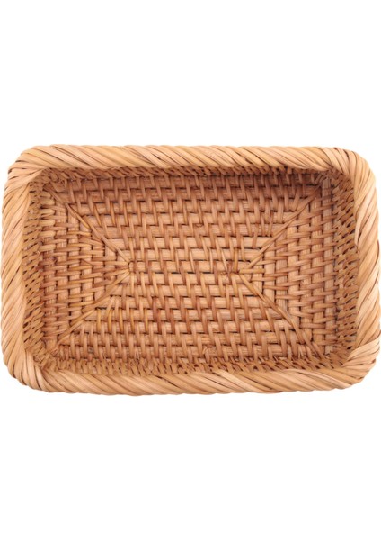 El Dokuması Dikdörtgen Rattan Hasır Sepet Meyve Çayı Atıştırmalık Piknik Kozmetik Saklama Kutusu Mutfak Ev Araçları-S (Yurt Dışından) fırsatları