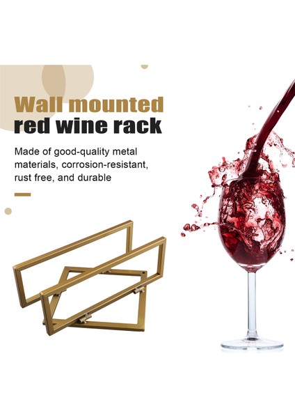 Duvara Monte Edilmiş Şarap Rafı Şişe Cam Tutucu Depolama Organizatör Şarap Şişesi Raf Altın (Yurt Dışından) fırsatları
