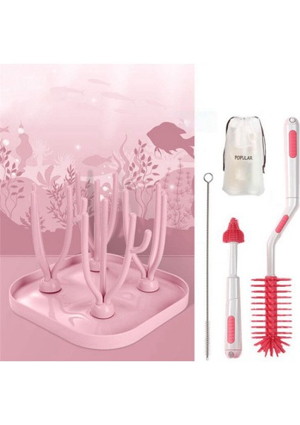 Boşaltma Bardağı Biberon Şişe Raf Uygun Kurutma Rafı Su Kupası Kurutma Raf Kurutma Çenesi (Pembe) (Yurt Dışından) fiyatları