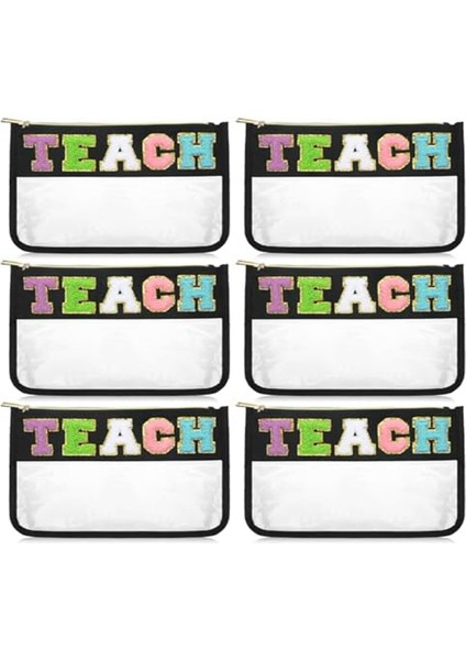 6 Adet Şönil Mektup Torbası Dökme Öğretmen Takdir Hediyeleri Tiki Yama Makyaj Çantası Düz Açık Kese Öğretmeni Sahip Olmalı (Yurt Dışından)