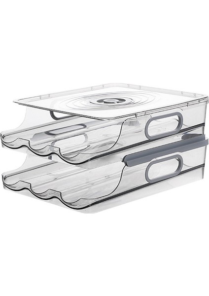 2 Katman Depolama Yumurta Konteyneri Buzdolabı Için, Kapak ve Zaman Ölçeği Olan Buzdolabı Için Yumurta Tutucuyu Otomatik Olarak Yuvarlamak (Yurt Dışından)