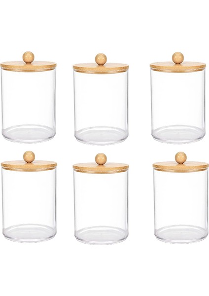 6 Paket Pamuklu Swab Saklama Kutusu, Bambu Kapaklı Ilaç Şişeleri, Pamuklu Swab Ped Dağıtıcı Için, Banyo Kavanoz Organizatörü (Yurt Dışından)