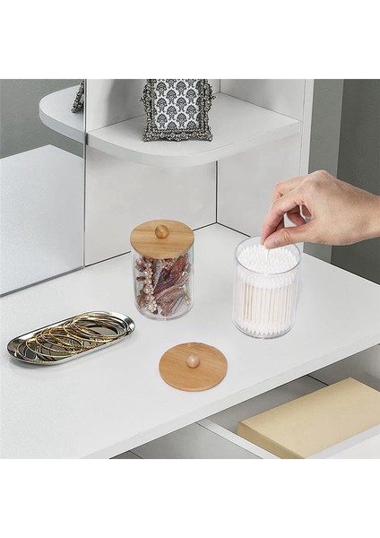 6 Paket Pamuklu Swab Saklama Kutusu, Bambu Kapaklı Ilaç Şişeleri, Pamuklu Swab Ped Dağıtıcı Için, Banyo Kavanoz Organizatörü (Yurt Dışından) fırsatları