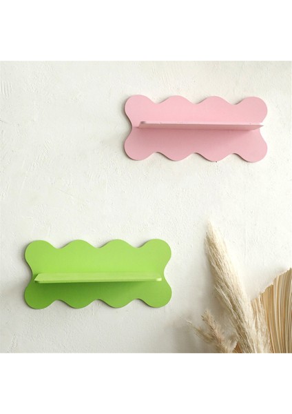 Ahşap Dalgalı Depolama Rafı Duvar Rafı Ev Dekorasyon Yeşil (Yurt Dışından) indirimleri