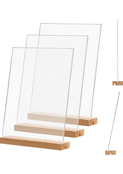 Akrilik Işaret Tutucu, 4 Paket, 8.5X11 Inç, L/t Şekil Nemen Akerik Çerçeveler Ahşap Tabanı, Masa Menüsü Ofis Standı (Yurt Dışından)