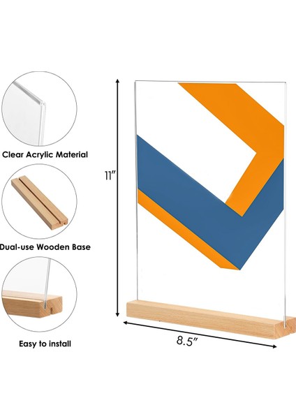 Akrilik Işaret Tutucu, 4 Paket, 8.5X11 Inç, L/t Şekil Nemen Akerik Çerçeveler Ahşap Tabanı, Masa Menüsü Ofis Standı (Yurt Dışından) fiyatları