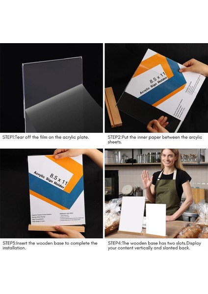 Akrilik Işaret Tutucu, 4 Paket, 8.5X11 Inç, L/t Şekil Nemen Akerik Çerçeveler Ahşap Tabanı, Masa Menüsü Ofis Standı (Yurt Dışından) fırsatları