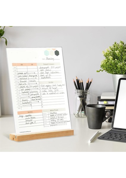 Akrilik Işaret Tutucu, 4 Paket, 8.5X11 Inç, L/t Şekil Nemen Akerik Çerçeveler Ahşap Tabanı, Masa Menüsü Ofis Standı (Yurt Dışından) indirimleri