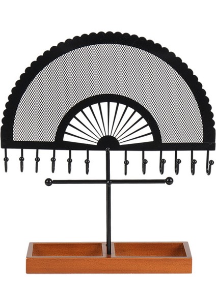 Retro Style Siyah Yarım Direcilik Fan Şeklindeki Takı Stand Takı Ekran Stand Küpe Kolyeleri Yüzük Takı Stand (Yurt Dışından)