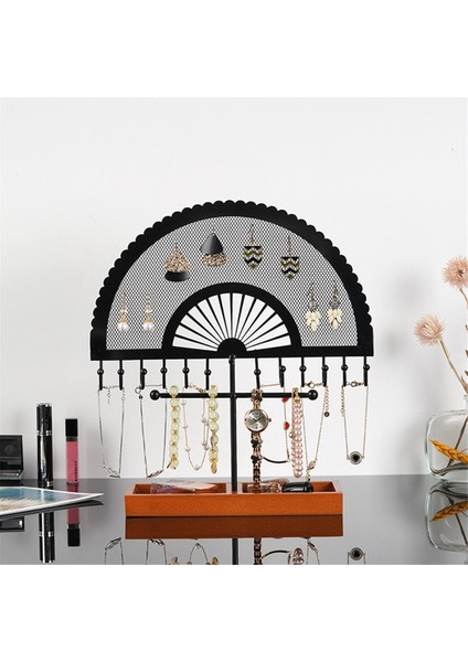 Retro Style Siyah Yarım Direcilik Fan Şeklindeki Takı Stand Takı Ekran Stand Küpe Kolyeleri Yüzük Takı Stand (Yurt Dışından) indirimleri