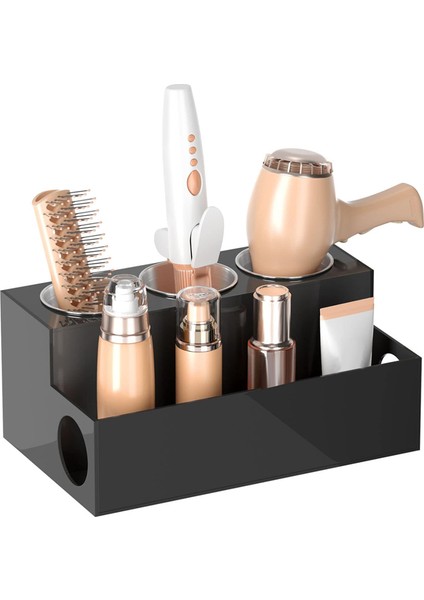 Saç Araçları Organizatör Saç Kurutucu Taşıyıcı Tezgah Darbe Kurutma Standı Vanity Banyo Için Depolama 3 Bardak Siyah (Yurt Dışından)