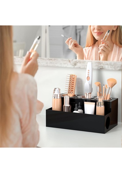 Saç Araçları Organizatör Saç Kurutucu Taşıyıcı Tezgah Darbe Kurutma Standı Vanity Banyo Için Depolama 3 Bardak Siyah (Yurt Dışından) fiyatları