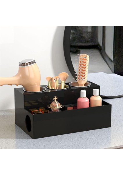 Saç Araçları Organizatör Saç Kurutucu Taşıyıcı Tezgah Darbe Kurutma Standı Vanity Banyo Için Depolama 3 Bardak Siyah (Yurt Dışından) modelleri
