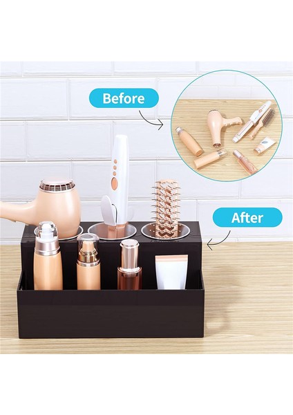 Saç Araçları Organizatör Saç Kurutucu Taşıyıcı Tezgah Darbe Kurutma Standı Vanity Banyo Için Depolama 3 Bardak Siyah (Yurt Dışından) indirimleri