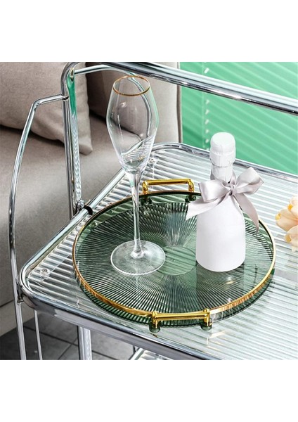 Lüks Servis Tepsisi, Kulplarla Kozmetik Parfüm Makyaj Ekranı Çok Fonksiyonlu Dekoratif Dekoratif Tepsi, Takı Tepsisi A (Yurt Dışından) modelleri