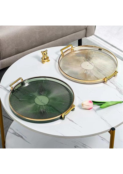 Lüks Servis Tepsisi, Kulplarla Kozmetik Parfüm Makyaj Ekranı Çok Fonksiyonlu Dekoratif Dekoratif Tepsi, Takı Tepsisi A (Yurt Dışından) indirimleri