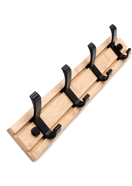 Palto Raf Duvar Montajı Ceket Kancaları - 4 Kanca ile Ahşap Siyah Palto Rafı Asılı Ceket Şapkası Torbası Havlu Askısı Için Duvar Kancası (Yurt Dışından)