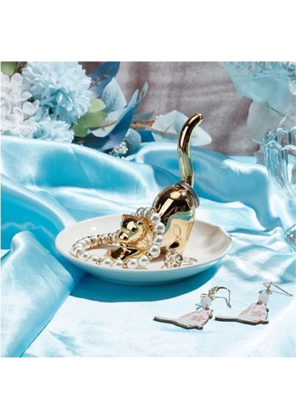 Cats Duruş Halka Tutucu Altın Kitty Tail Bulut Takı Tepsisi Yuvarlak Yuvarlak Bulovalar Biblo Tepsisi Seramik Takı Depolama Evi (Yurt Dışından) fiyatları