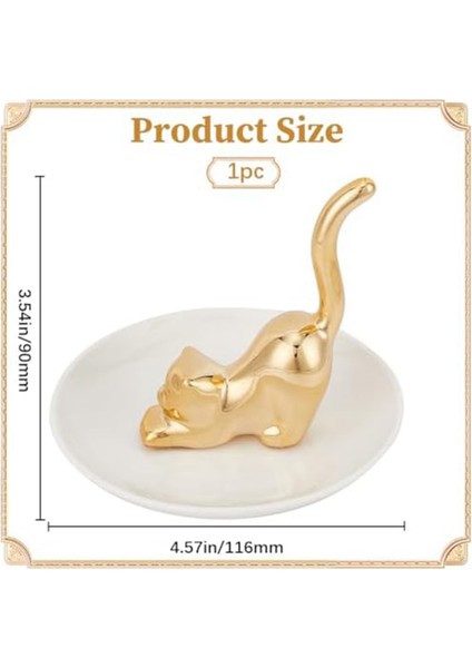 Cats Duruş Halka Tutucu Altın Kitty Tail Bulut Takı Tepsisi Yuvarlak Yuvarlak Bulovalar Biblo Tepsisi Seramik Takı Depolama Evi (Yurt Dışından) modelleri