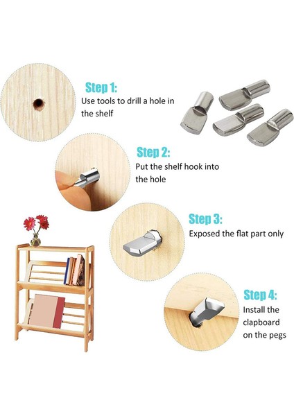 5mm Dolap Raf Destek Mal Kaşığı Raflar Için Metal Raf Pimleri, 100 Pcs Gümüş Renk (Yurt Dışından) modelleri