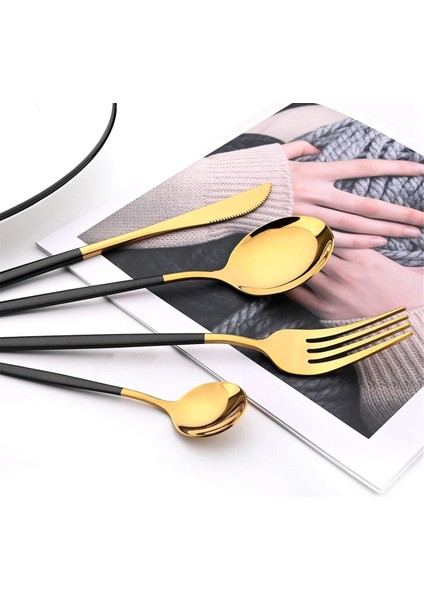 24 Adet Sofra Takımı Stand Stand Yemek Takımı Seti Paslanmaz Çelik Çatal Takım Seti Partisi Için Set 6 A Için Herhangi Bir Fesur Servisi (Yurt Dışından) fiyatları