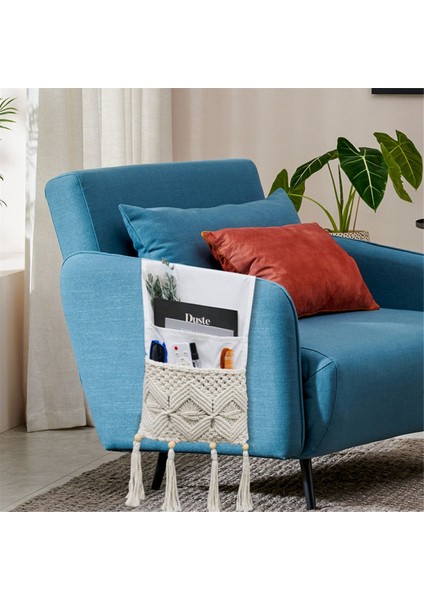Makrame Sofa Koltuk Organizatörü Uzaktan Kumanda Tutucu Kanepe Başucu Koltuk Depolama Sepet Çantası, Kitap (B) (Yurt Dışından) fiyatları