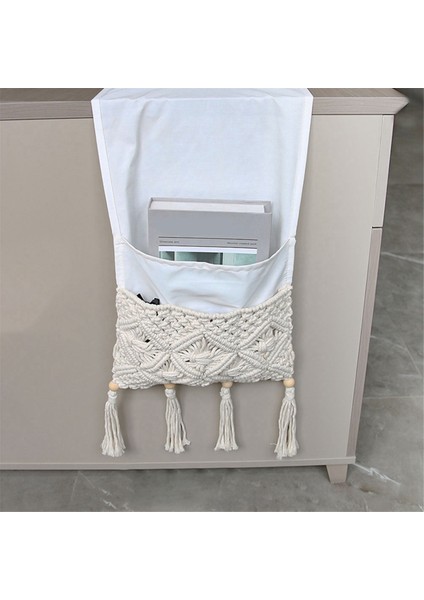 Makrame Sofa Koltuk Organizatörü Uzaktan Kumanda Tutucu Kanepe Başucu Koltuk Depolama Sepet Çantası, Kitap (B) (Yurt Dışından) modelleri