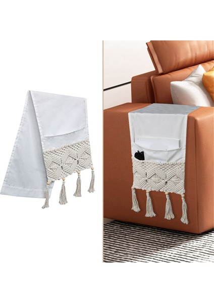 Makrame Sofa Koltuk Organizatörü Uzaktan Kumanda Tutucu Kanepe Başucu Koltuk Depolama Sepet Çantası, Kitap (B) (Yurt Dışından) indirimleri