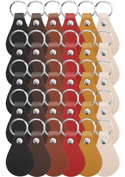 30 Adet Deri Anahtarlık Pu Deri Anahtar Fobs ve Anahtarlık ve Anahtarlık Halkası Süblimasyon Anahtarlık Boşlukları (Yurt Dışından)