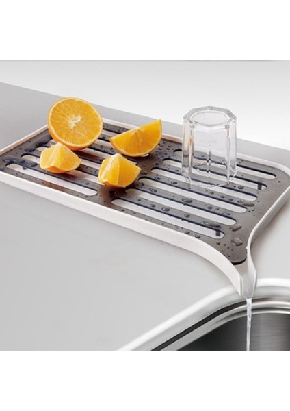 Plastik Bulaşık Kurutucu Tepsisi Büyük Lavabo Kurutma Rafı Çalıştığında Drenaj Rafı Mutfak Su Filtresi Tepsi-Beyaz (Yurt Dışından) fiyatları