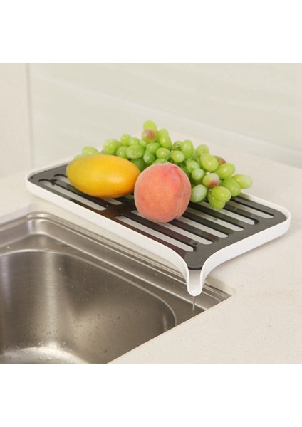 Plastik Bulaşık Kurutucu Tepsisi Büyük Lavabo Kurutma Rafı Çalıştığında Drenaj Rafı Mutfak Su Filtresi Tepsi-Beyaz (Yurt Dışından) modelleri