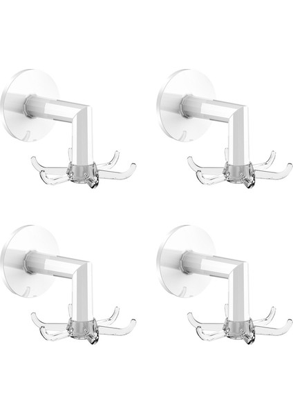 4pcs Dönen Duvara Monte Depolama Rafı Küvet Için Mutfak Eşyaları ve Havlular Için Kancalı Şeffaf-Beyaz (Yurt Dışından)