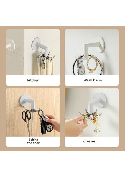 4pcs Dönen Duvara Monte Depolama Rafı Küvet Için Mutfak Eşyaları ve Havlular Için Kancalı Şeffaf-Beyaz (Yurt Dışından) fiyatları