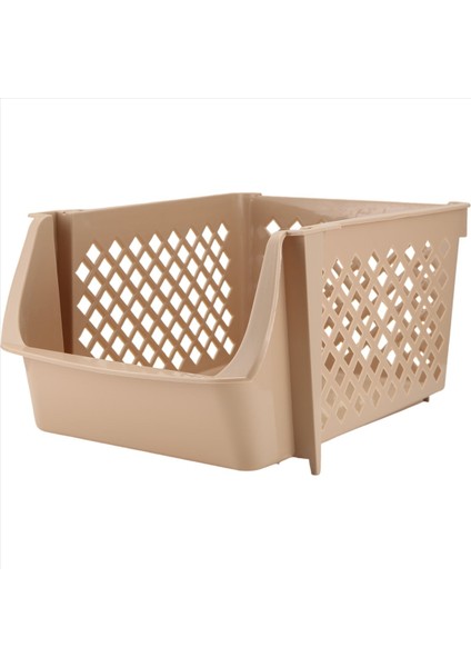 Istiflenebilir Plastik Sepet Mutfak Depolama Sepeti Meyve ve Sebze Plastik Depolama Sepeti Plastik Depolama Rafı (Bej) (Yurt Dışından)