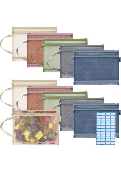 Masa Üstü Oyunlar ve Bulmaca Depolama Için 10 Paket Örgü Fermuar Çantaları, Çift Duvar Naylon Örgü Çantalar (Yurt Dışından)