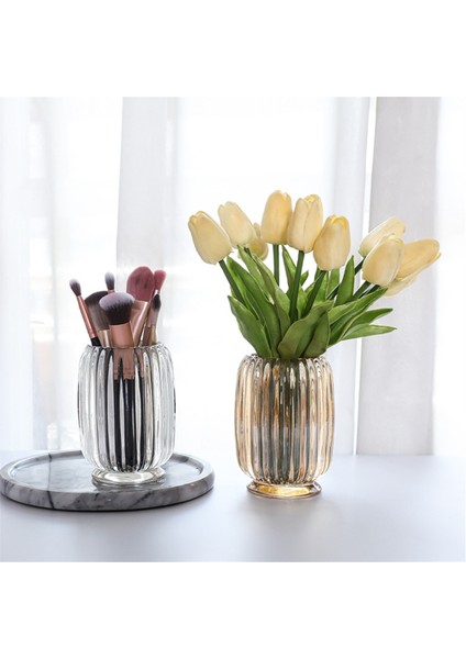 Cam Makyaj Fırçası Tutucu, Kristal Kozmetik Makyaj Organizatörü Eyeliners Kalem Tutucu Organizatör, Cam Çizgili Vazo B (Yurt Dışından) fiyatları