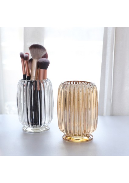 Cam Makyaj Fırçası Tutucu, Kristal Kozmetik Makyaj Organizatörü Eyeliners Kalem Tutucu Organizatör, Cam Çizgili Vazo B (Yurt Dışından) modelleri